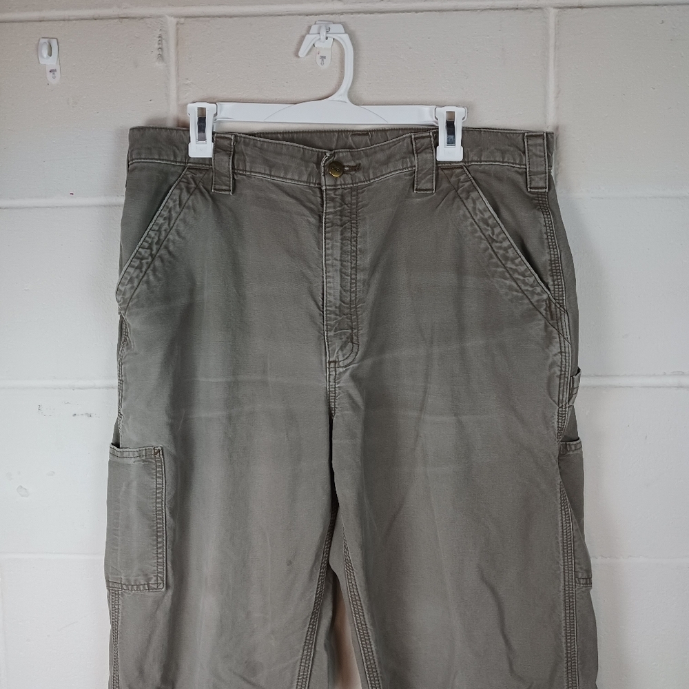 Carhartt Pants Mens 36x36 Gray B151 Canvas‎ Work Dungaree Loose Original Fit - Picture 2 of 6